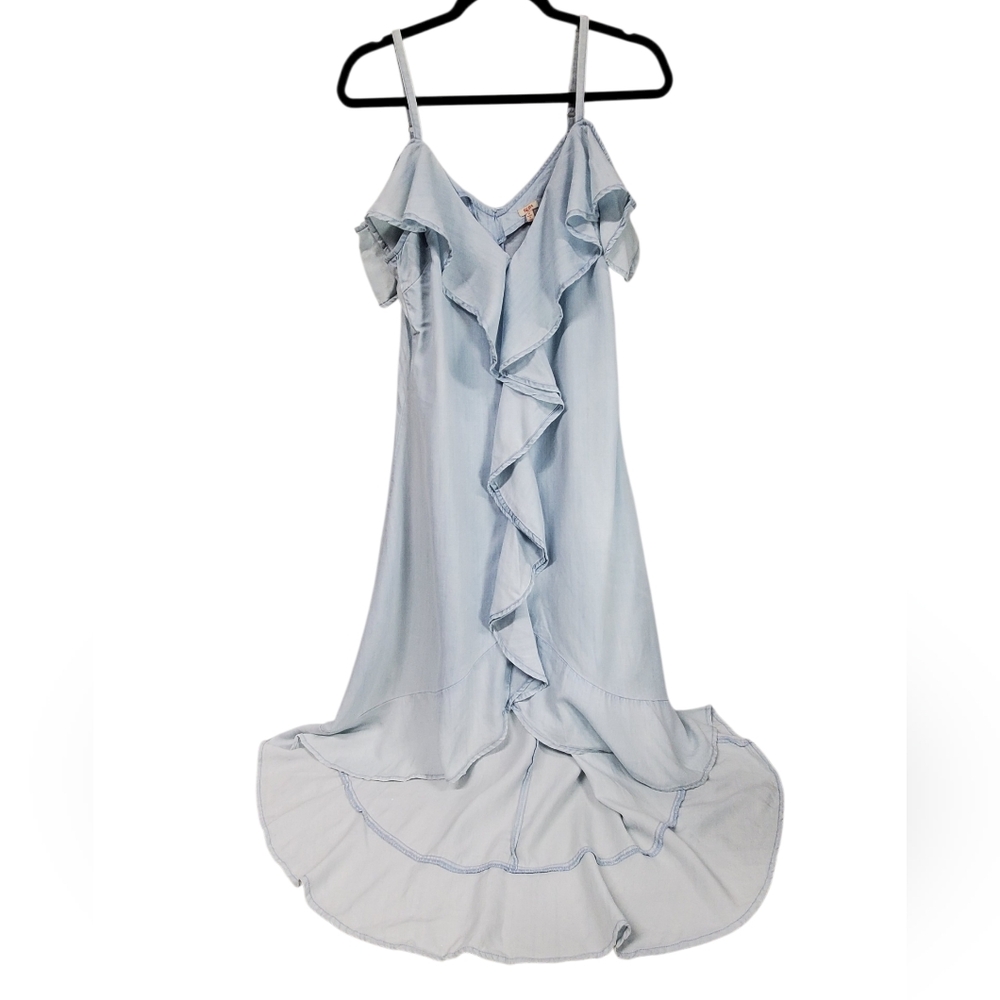 Reba Light Blue Ruffle Maxi Dress